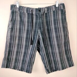 Converse One Star 100% Cotton Distressed Charcoal Gray Plaid Drawstring Waist